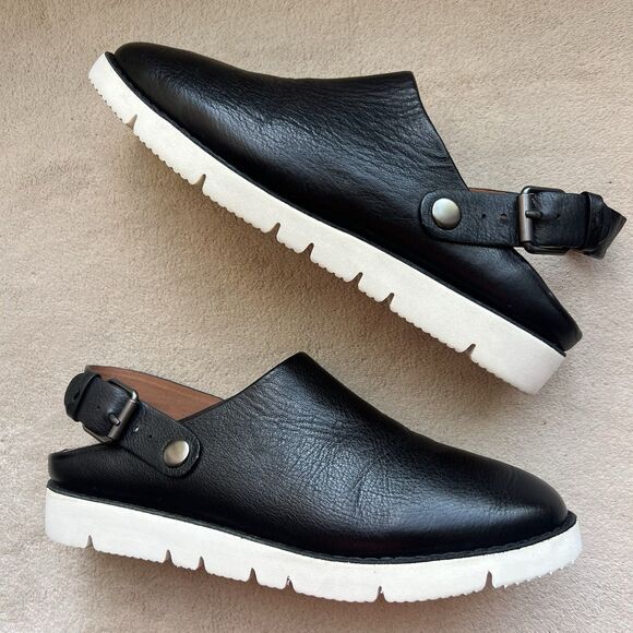 Gentle Souls by Kenneth Cole Derick Black Leather Slingback 2 Way Mule Women 7.5 - Picture 1 of 13